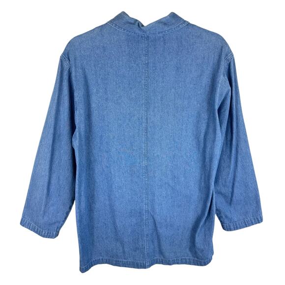 PBJ Sport Vtg Garden Floral Embroidered Collared Button Up Jean Chore Coat Sz XL - Picture 2 of 6